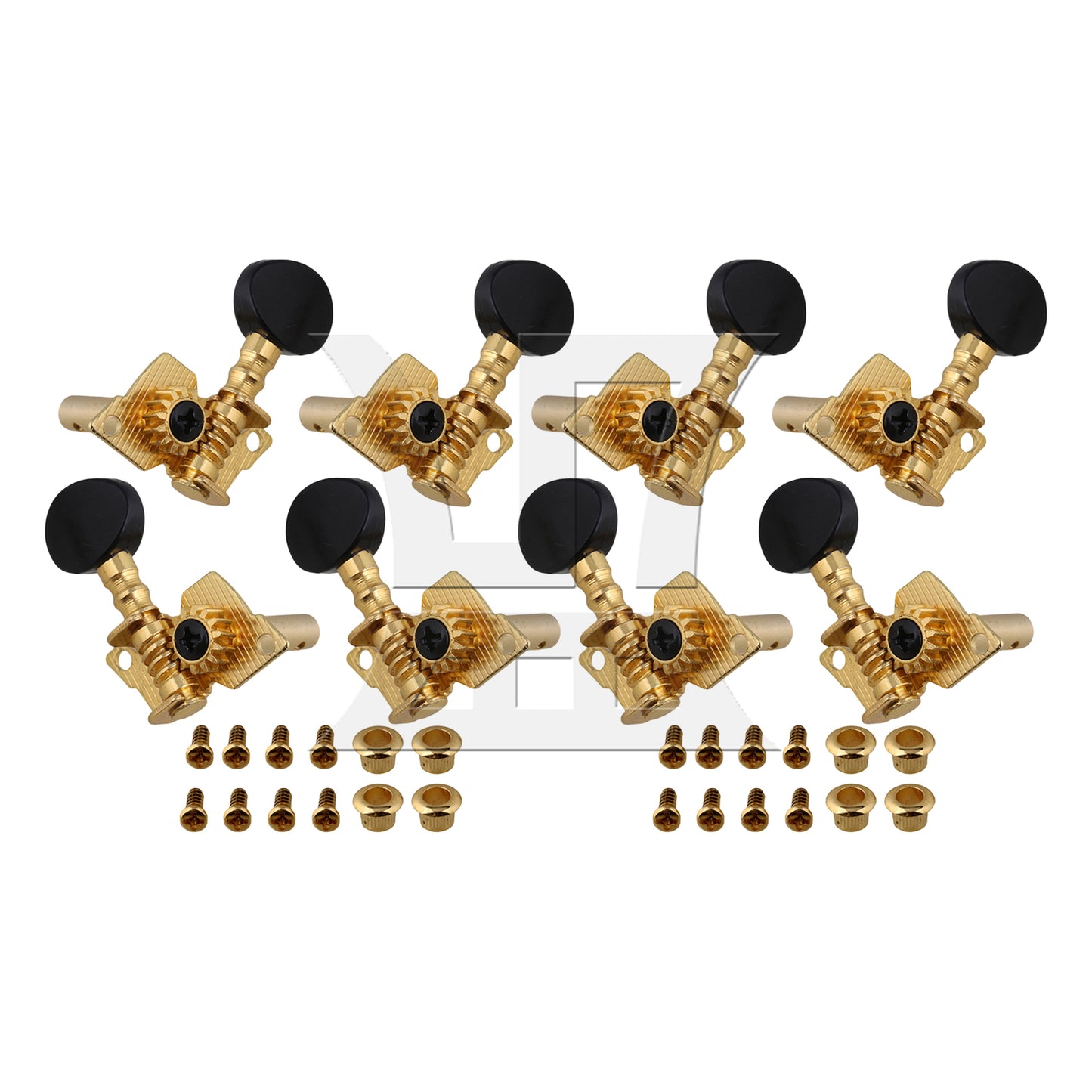 BQLZR Gold-plated 2R2L Tuning Peg Machine Head TUNERS for UKULELE Concave Button