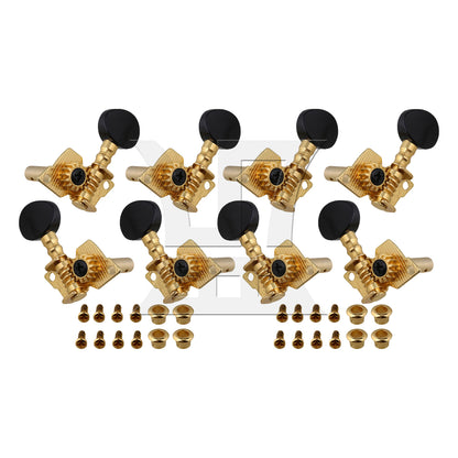 BQLZR Gold-plated 2R2L Tuning Peg Machine Head TUNERS for UKULELE Concave Button
