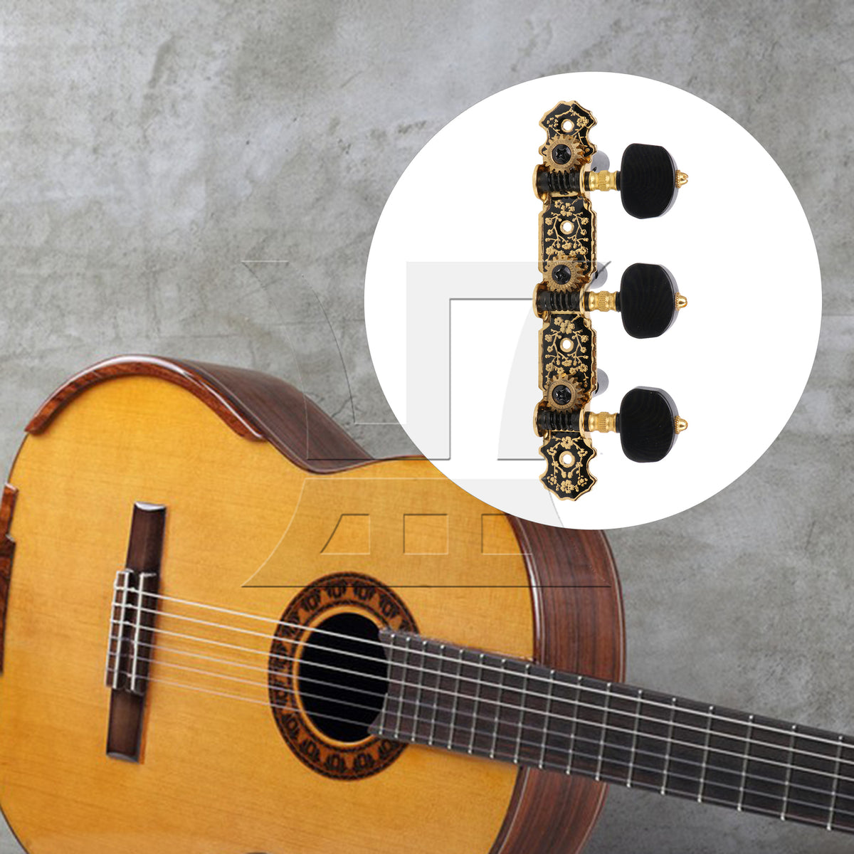 BQLZR 4pcs Metal Guitar Three Triple String Tuning Peg 2R2L Black for Classical Guitar Lovers