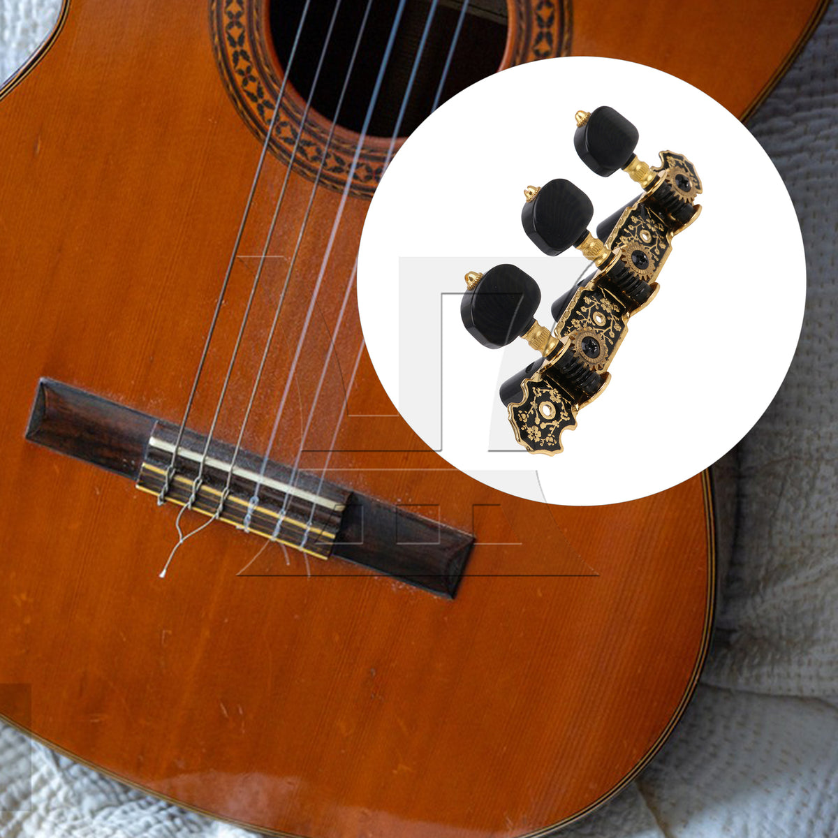 BQLZR 4pcs Metal Guitar Three Triple String Tuning Peg 2R2L Black for Classical Guitar Lovers