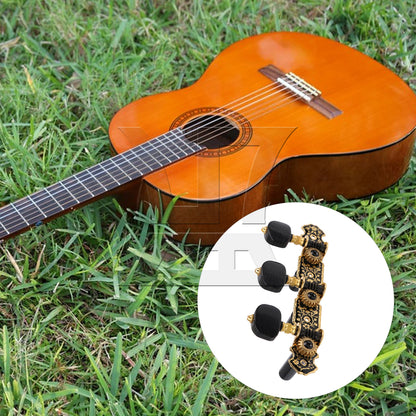 BQLZR 4pcs Metal Guitar Three Triple String Tuning Peg 2R2L Black for Classical Guitar Lovers