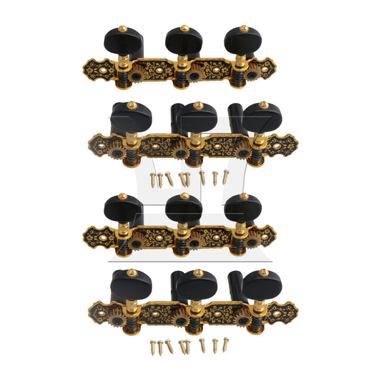 BQLZR 4pcs Metal Guitar Three Triple String Tuning Peg 2R2L Black for Classical Guitar Lovers