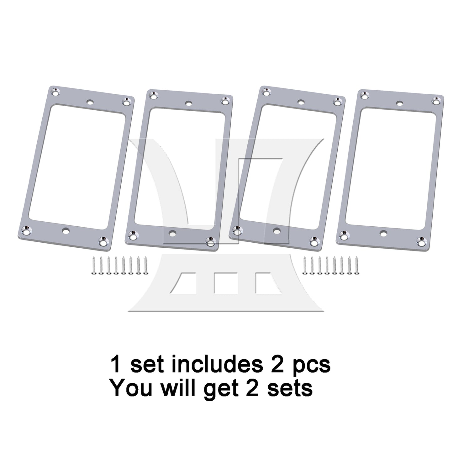 BQLZR Flat Guitar Pickup Mount Rings Frame Replacement Chrome 3.62" x 1.77"