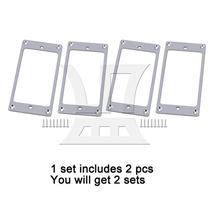 BQLZR Flat Guitar Pickup Mount Rings Frame Replacement Chrome 3.62" x 1.77"