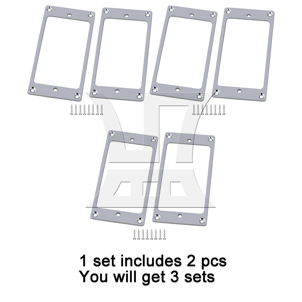 BQLZR Flat Guitar Pickup Mount Rings Frame Replacement Chrome 3.62" x 1.77"