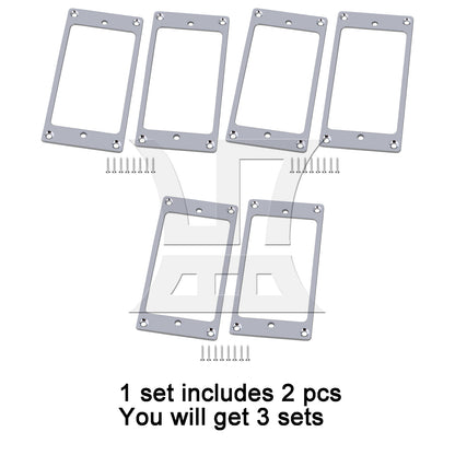BQLZR Flat Guitar Pickup Mount Rings Frame Replacement Chrome 3.62" x 1.77"