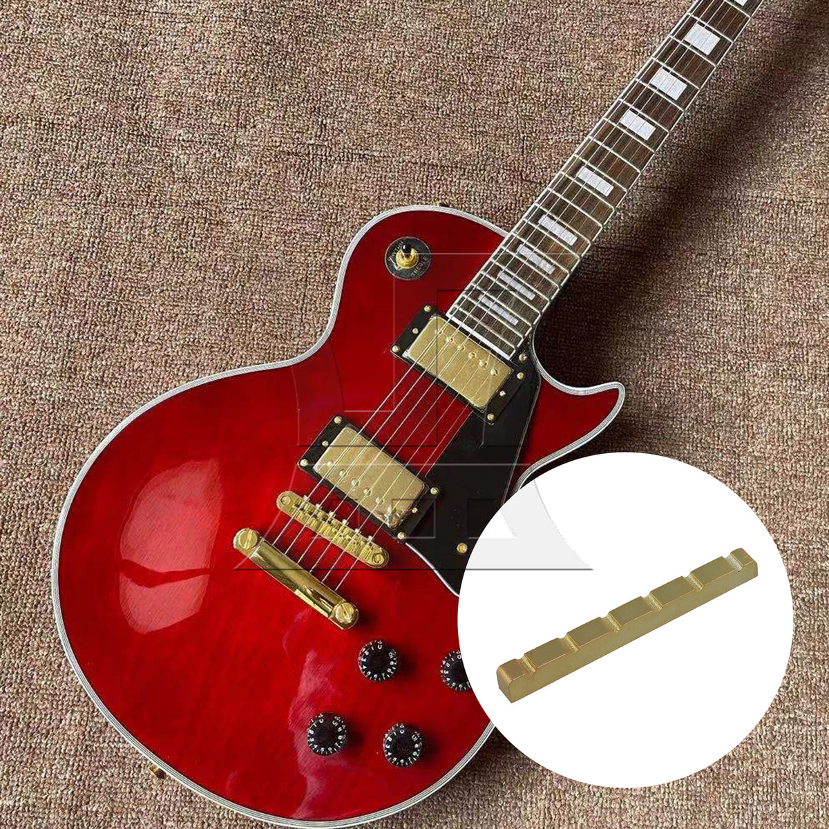 BQLZR Zinc Alloy Six String Electric Guitar Nut Gold 4.2x0.36x0.46cm for Guitar Enthusiasts