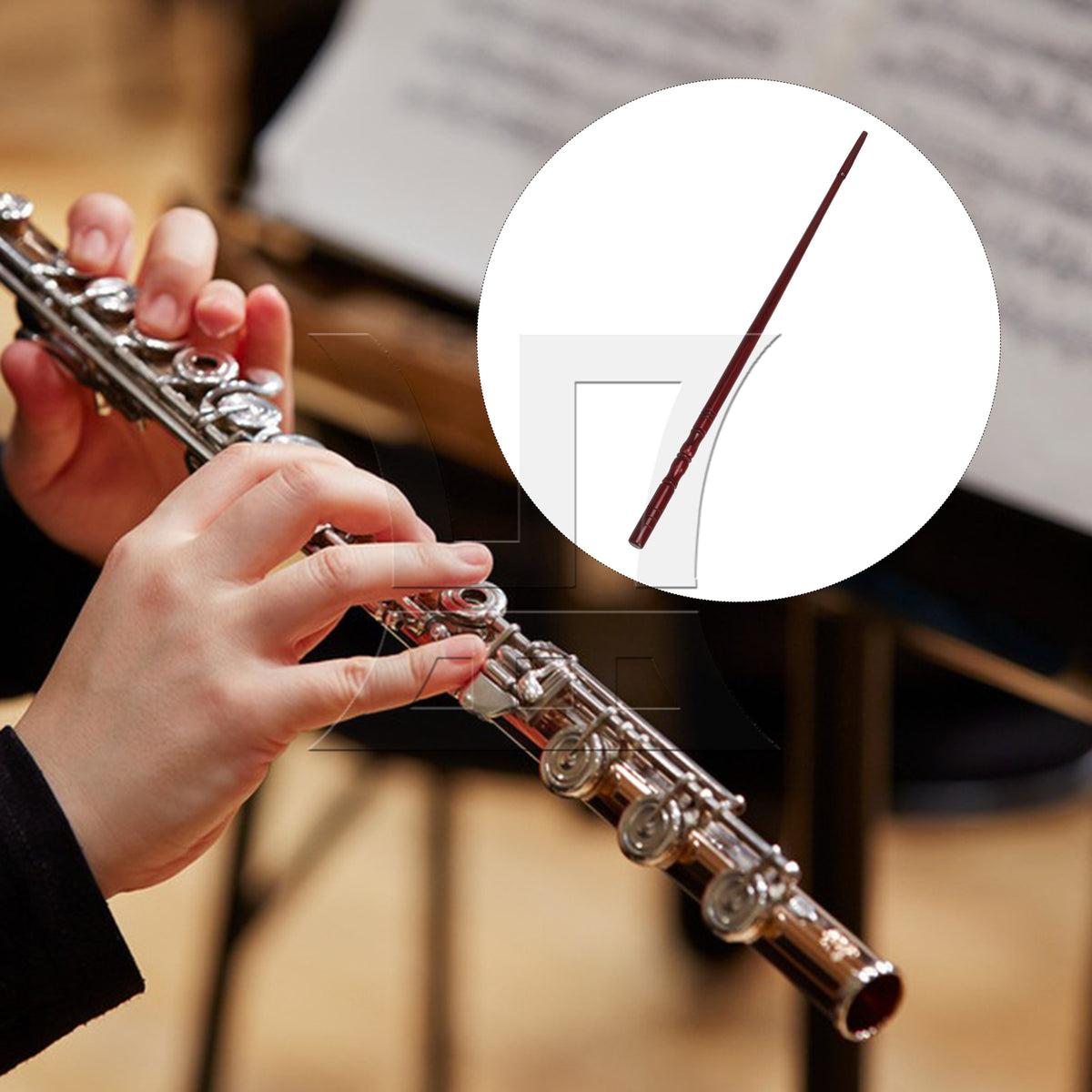 BQLZR 3pcs Maple Flute Cleaning Rod Mahogany Color 35.1x1cm for Wind Ensemble Music Classroom
