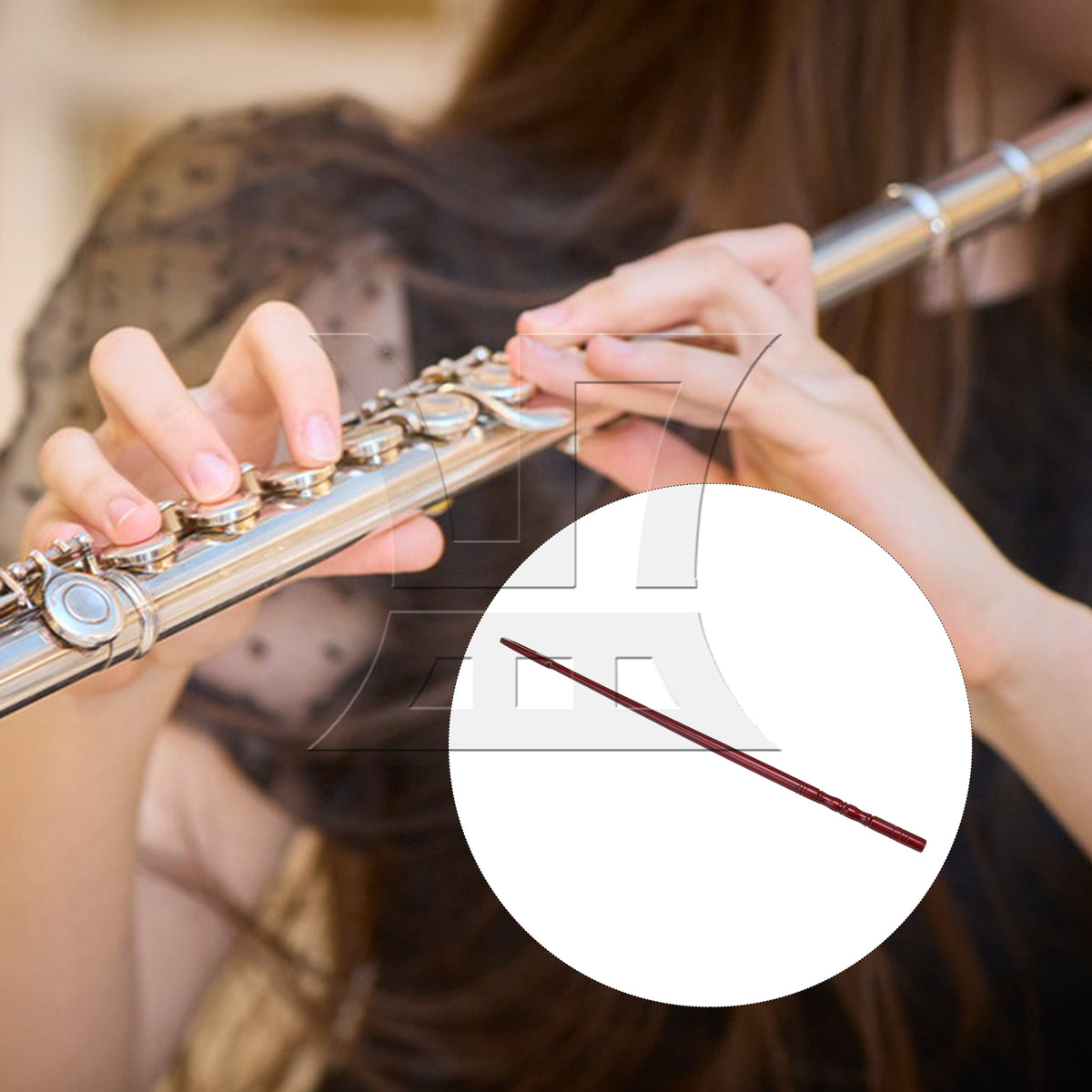 BQLZR 3pcs Maple Flute Cleaning Rod Mahogany Color 35.1x1cm for Wind Ensemble Music Classroom