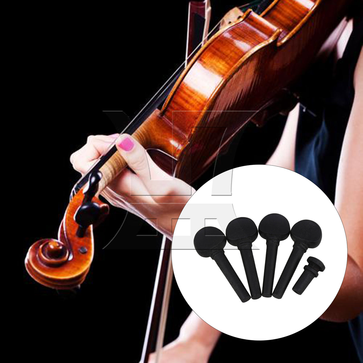 BQLZR 2 Sets Wood Violin Tuning Peg and End Pin 3/4 Black for Violin Enthusiasts Diy Modification