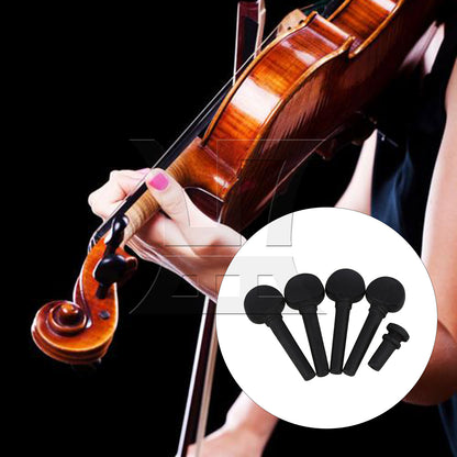 BQLZR 2 Sets Wood Violin Tuning Peg and End Pin 3/4 Black for Violin Enthusiasts Diy Modification