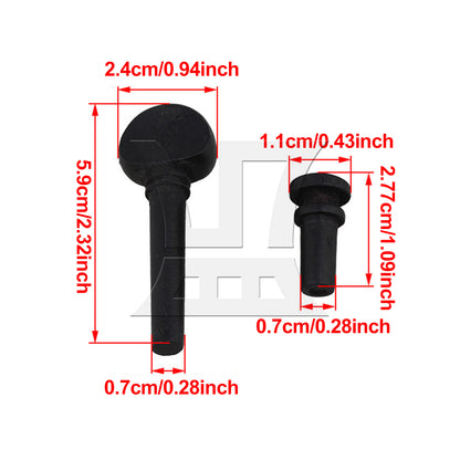 BQLZR 2 Sets Wood Violin Tuning Peg and End Pin 3/4 Black for Violin Enthusiasts Diy Modification