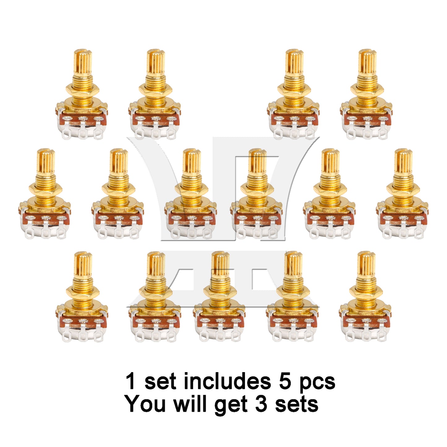 BQLZR 5PCS Guitar Potentiometers A500k With 18mm Gold Plated Shaft
