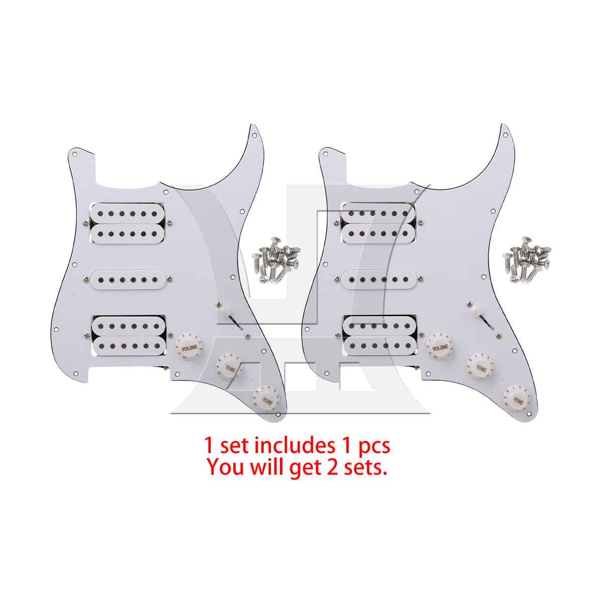 BQLZR Prewired Electric Guitars Pickguard Dual Pickup 3-ply 11.02 x 8.86 Inch White