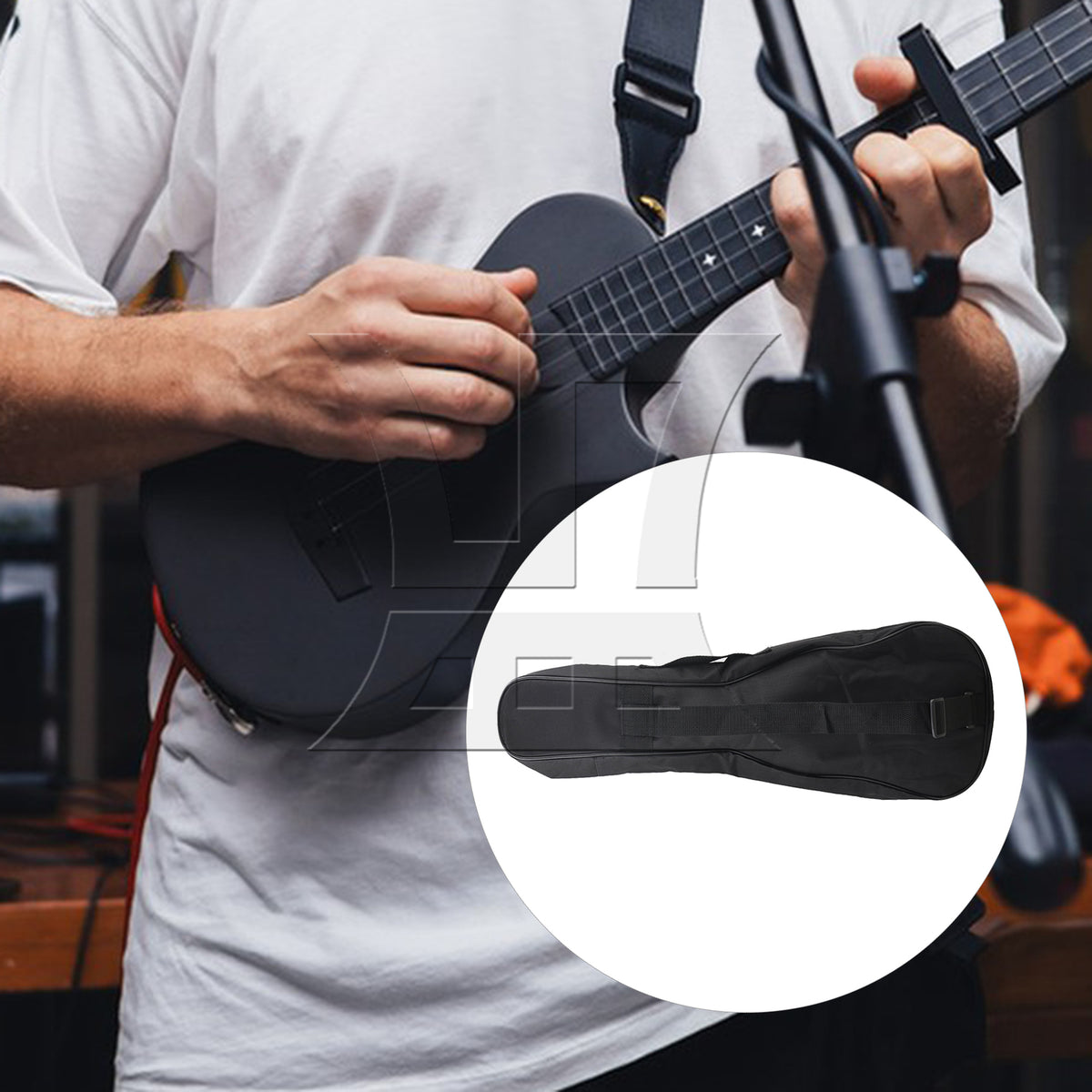 BQLZR 2pcs 23 Inch Foam Padded Ukulele Gig Bag Black Fashionable and Simple