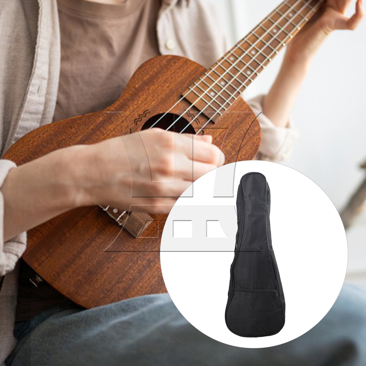 BQLZR 2pcs 23 Inch Foam Padded Ukulele Gig Bag Black Fashionable and Simple