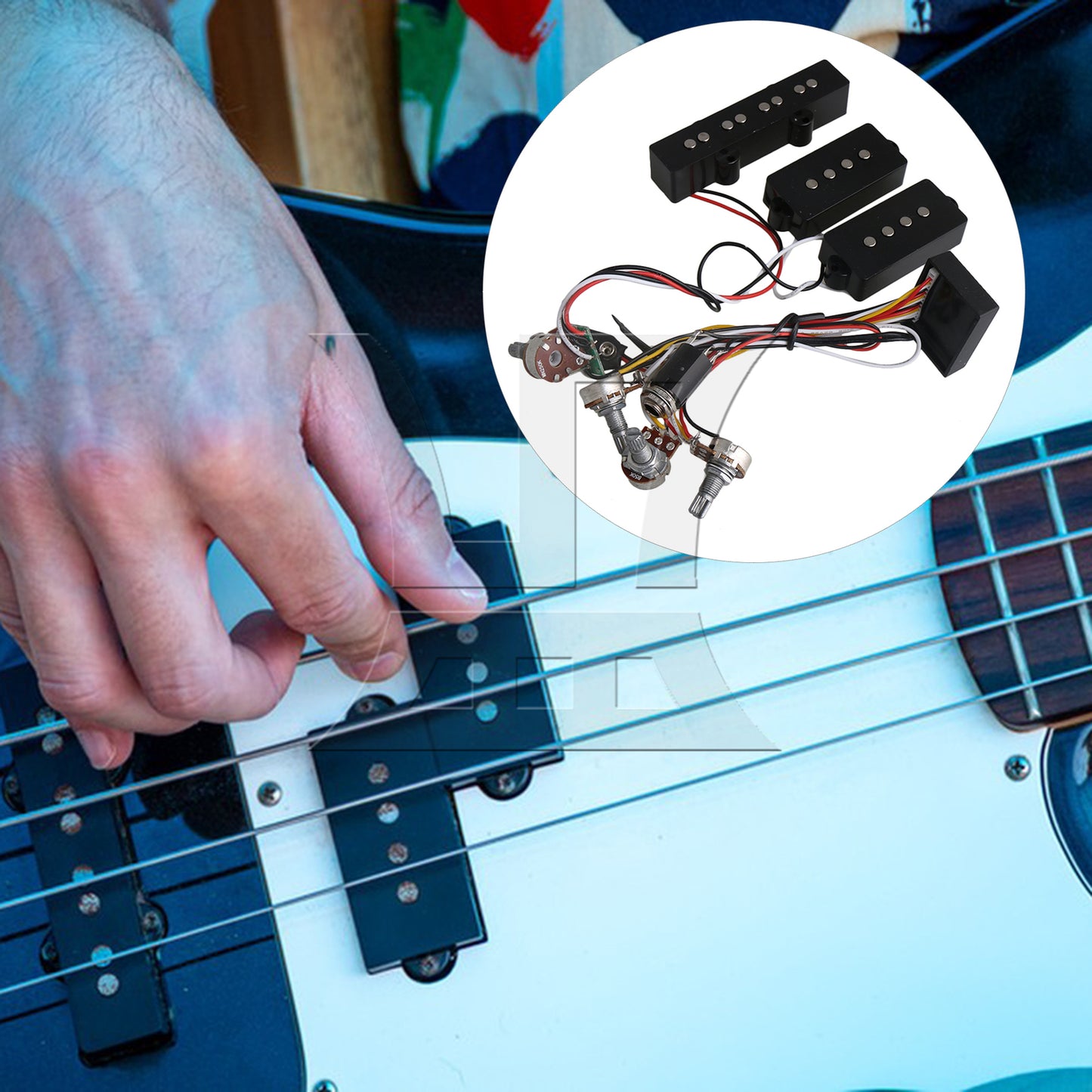 BQLZR 2 sets of guitar bass amplifier circuit+JB/PB pickup combination black