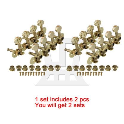 BQLZR 2 Sets Metal Mandolin Turning Peg Gold 2R2L for Handmade Diy Mandolin Making