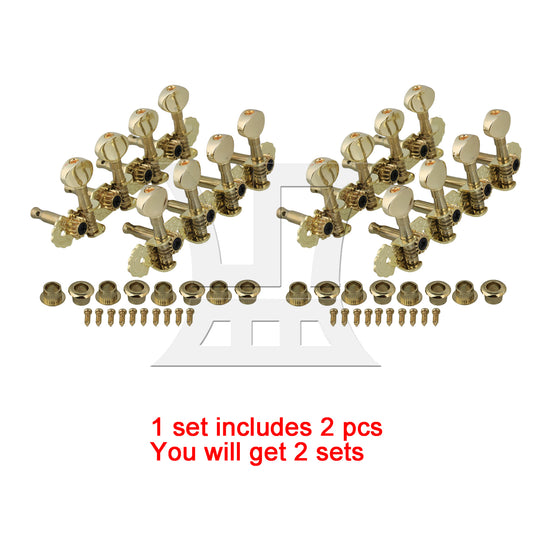 BQLZR 2 Sets Metal Mandolin Turning Peg Gold 2R2L for Handmade Diy Mandolin Making