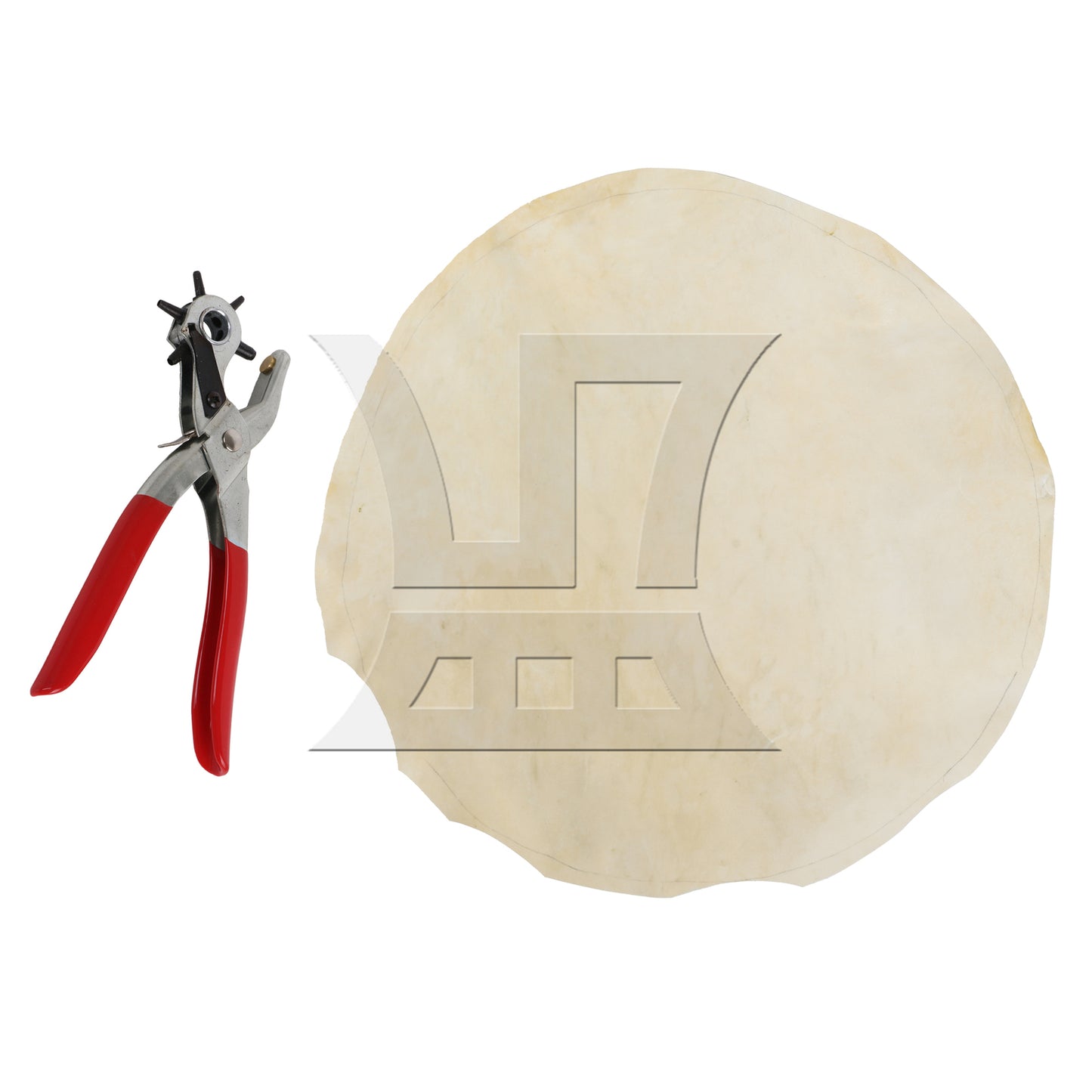 BQLZR 1 Set Of 2 Pieces African Drum Heads 17.72 Inches Beige, Very Thick, With Rotating Punch Pliers 0.2-0.45cm