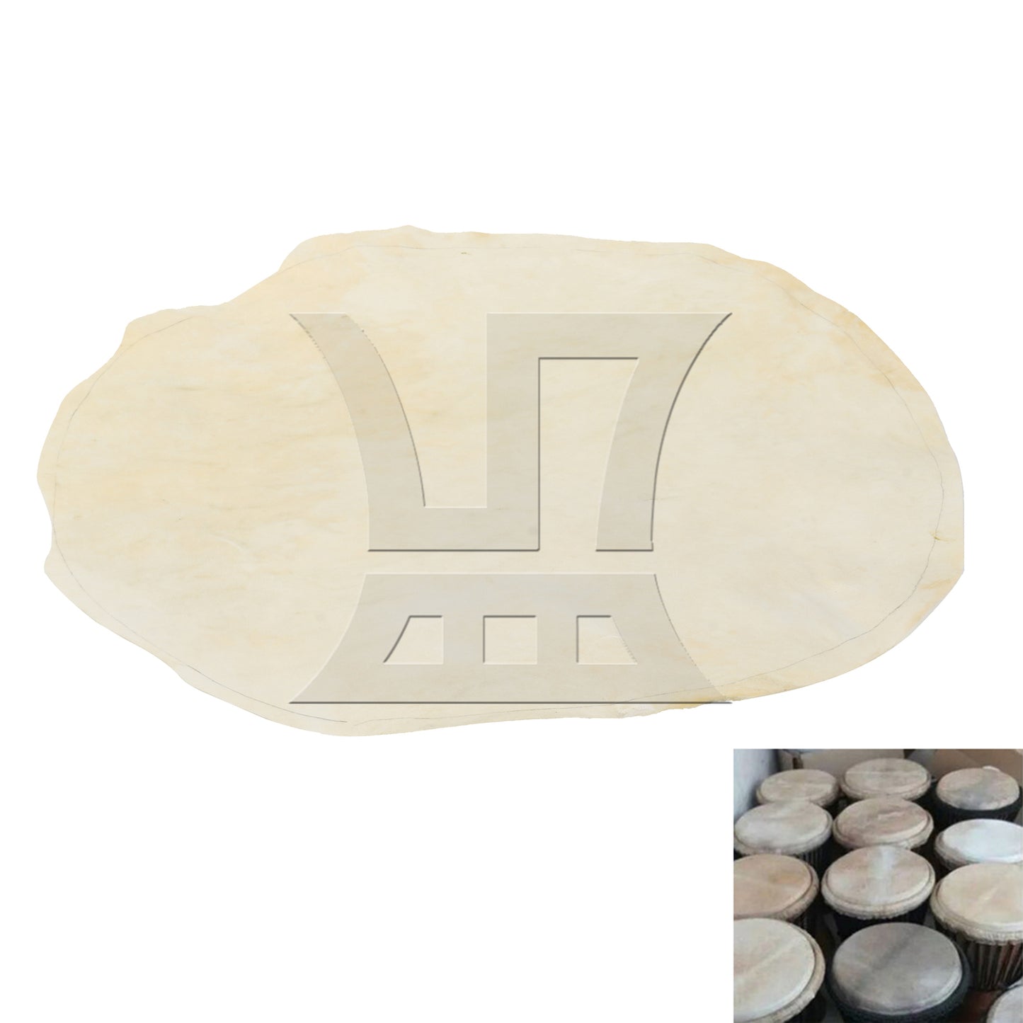 BQLZR 1 Set Of 2 Pieces African Drum Heads 17.72 Inches Beige, Very Thick, With Rotating Punch Pliers 0.2-0.45cm