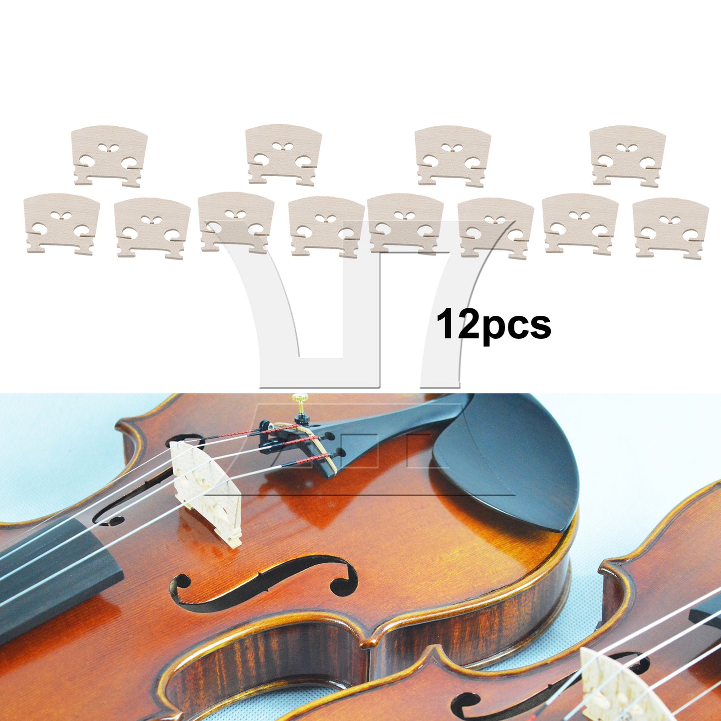 BQLZR 4/4 Violin Semi Fitted Fiddle String Wooden Bridge 1.85x1.57x0.24inch