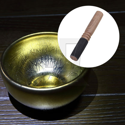 BQLZR 4PCS Tibetan Wooden Singing Bowl Mallet Striker Leather Grip 18x2.6cm