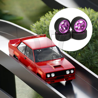 BQLZR  RC1:10 On-Road Car Plastic Drift Tire + Purple Alloy 5-Spokes Wheel Rim