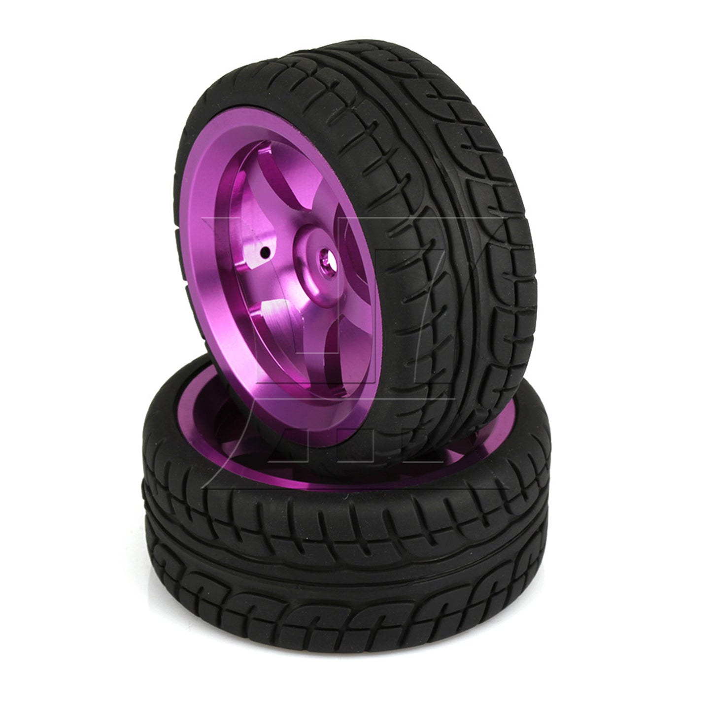 BQLZR  RC1:10 On-Road Car Plastic Drift Tire + Purple Alloy 5-Spokes Wheel Rim