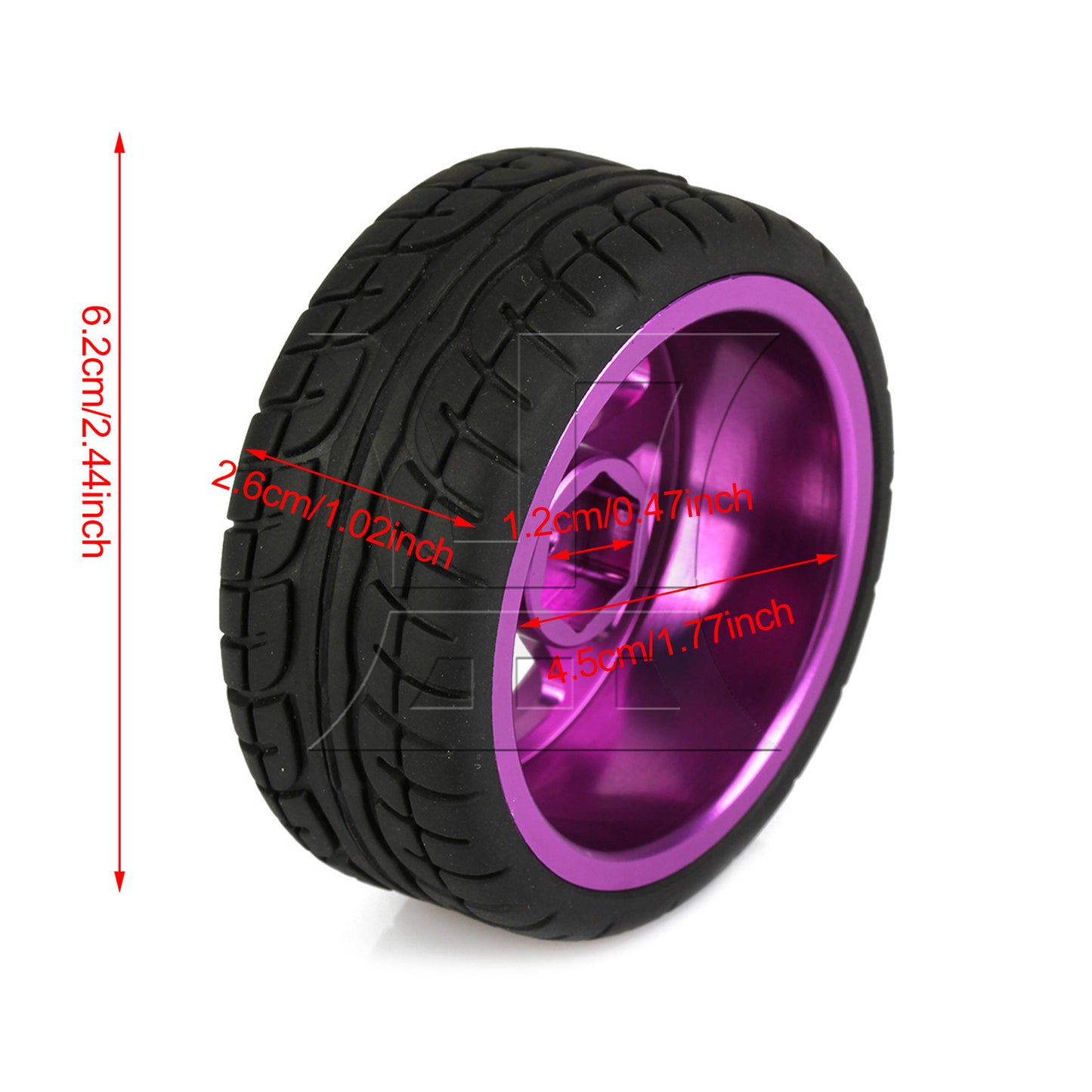 BQLZR  RC1:10 On-Road Car Plastic Drift Tire + Purple Alloy 5-Spokes Wheel Rim