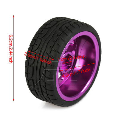BQLZR  RC1:10 On-Road Car Plastic Drift Tire + Purple Alloy 5-Spokes Wheel Rim