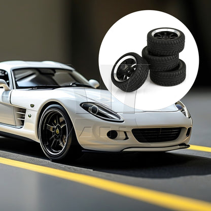 BQLZR 4 x RC 1:10 On-Road Car Plastic Drift Tire Sets & Black Alloy 7-Spoke Wheel Rim