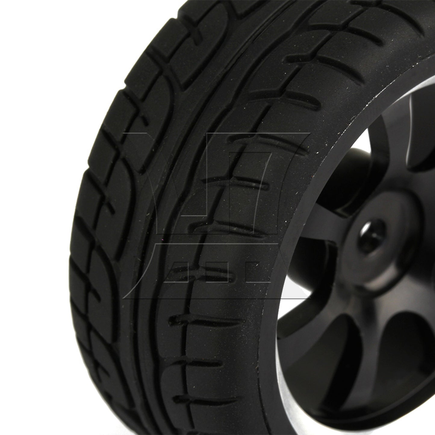 BQLZR 4 x RC 1:10 On-Road Car Plastic Drift Tire Sets & Black Alloy 7-Spoke Wheel Rim
