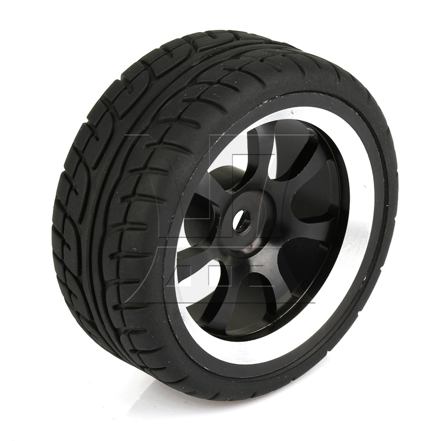BQLZR 4 x RC 1:10 On-Road Car Plastic Drift Tire Sets & Black Alloy 7-Spoke Wheel Rim
