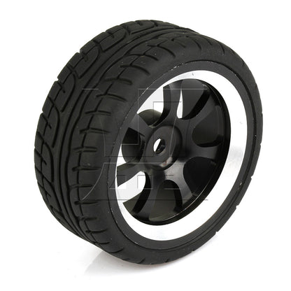 BQLZR 4 x RC 1:10 On-Road Car Plastic Drift Tire Sets & Black Alloy 7-Spoke Wheel Rim