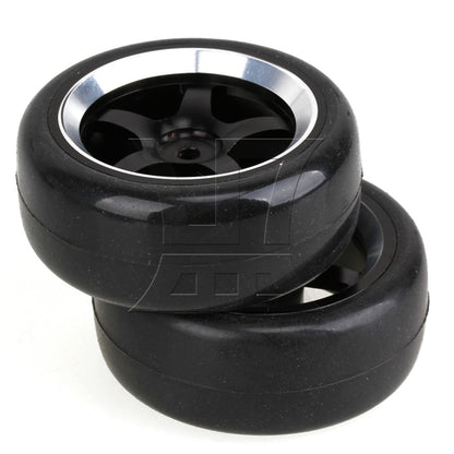 BQLZR  RC 1:10 On-Road Car Smooth Rubber Tire & White 10-Spoke Plastic Wheel Rims