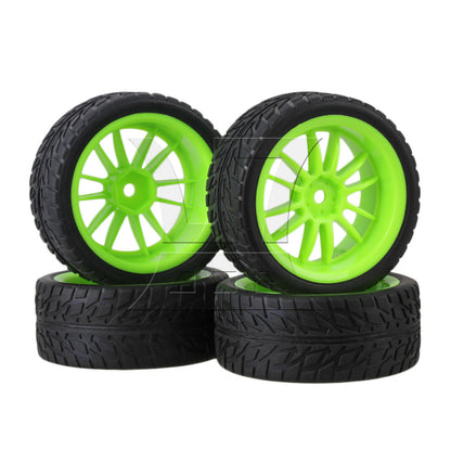 BQLZR 4pcs RC 1:10 On-Road Racing Car Flame Pattern Rubber Tyre Black RC Tire