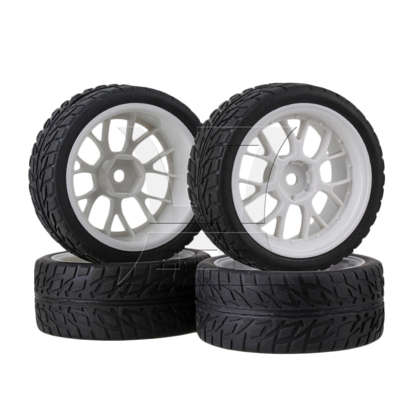 BQLZR 4pcs RC 1:10 On-Road Racing Car Flame Pattern Rubber Tyre Black RC Tire
