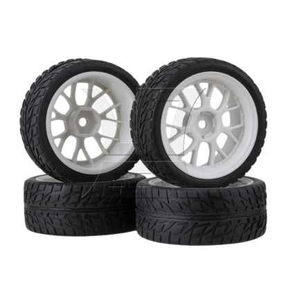 BQLZR 4pcs RC 1:10 On-Road Racing Car Flame Pattern Rubber Tyre Black RC Tire