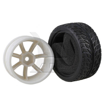 BQLZR RC1:10 On-road Car Black Rubber Tyre & White Plastic 7-Spoke Wheel Rim Pack of 4