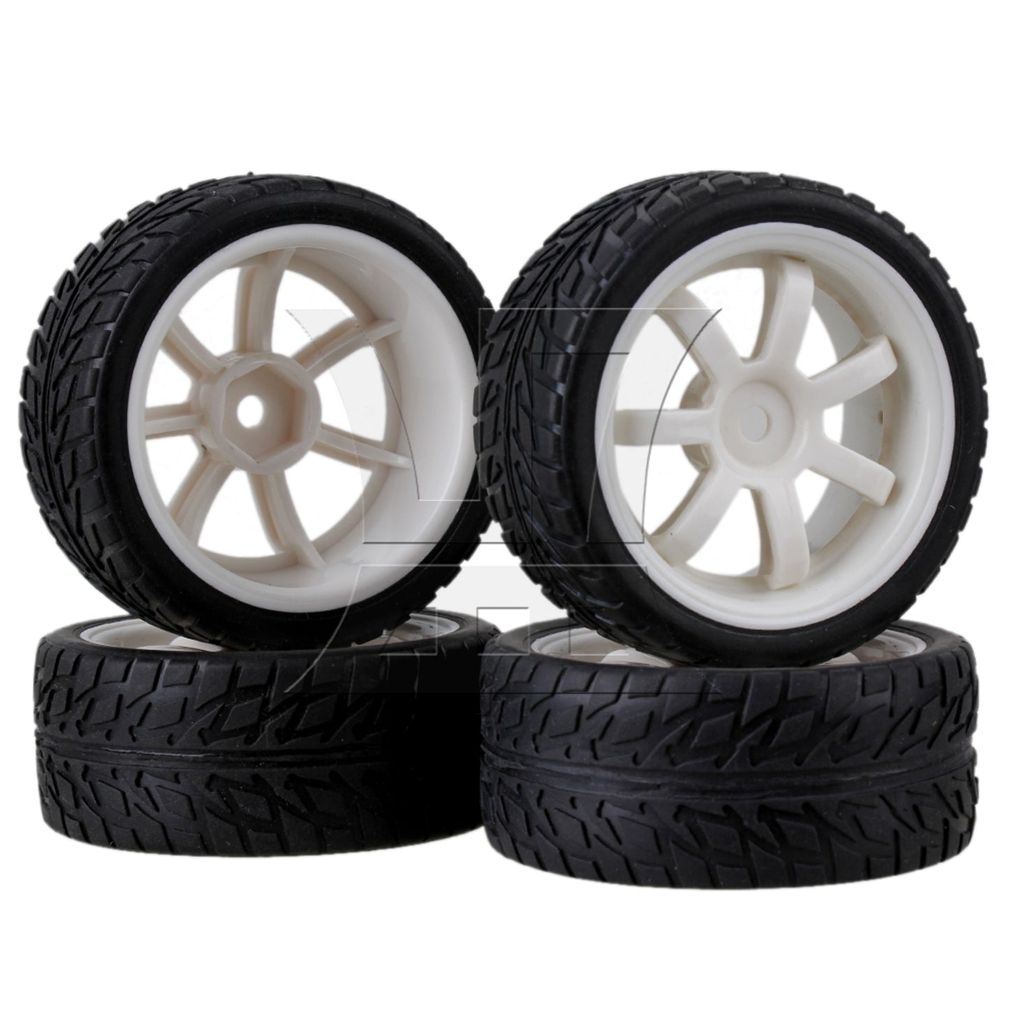 BQLZR 4pcs RC 1:10 On-Road Racing Car Flame Pattern Rubber Tyre Black RC Tire
