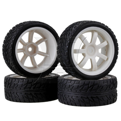 BQLZR 4pcs RC 1:10 On-Road Racing Car Flame Pattern Rubber Tyre Black RC Tire