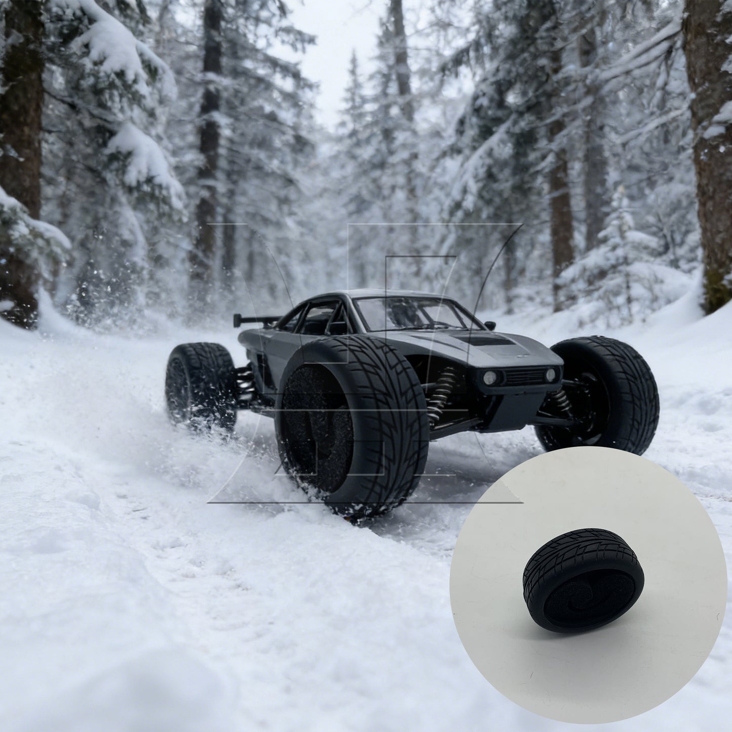 BQLZR RC1:10 On-road Car Black Rubber Tyre & White Plastic 7-Spoke Wheel Rim Pack of 4