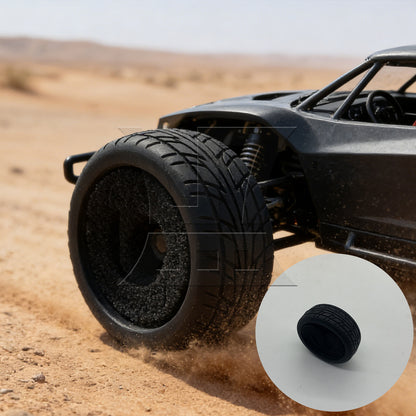 BQLZR RC1:10 On-road Car Black Rubber Tyre & White Plastic 7-Spoke Wheel Rim Pack of 4
