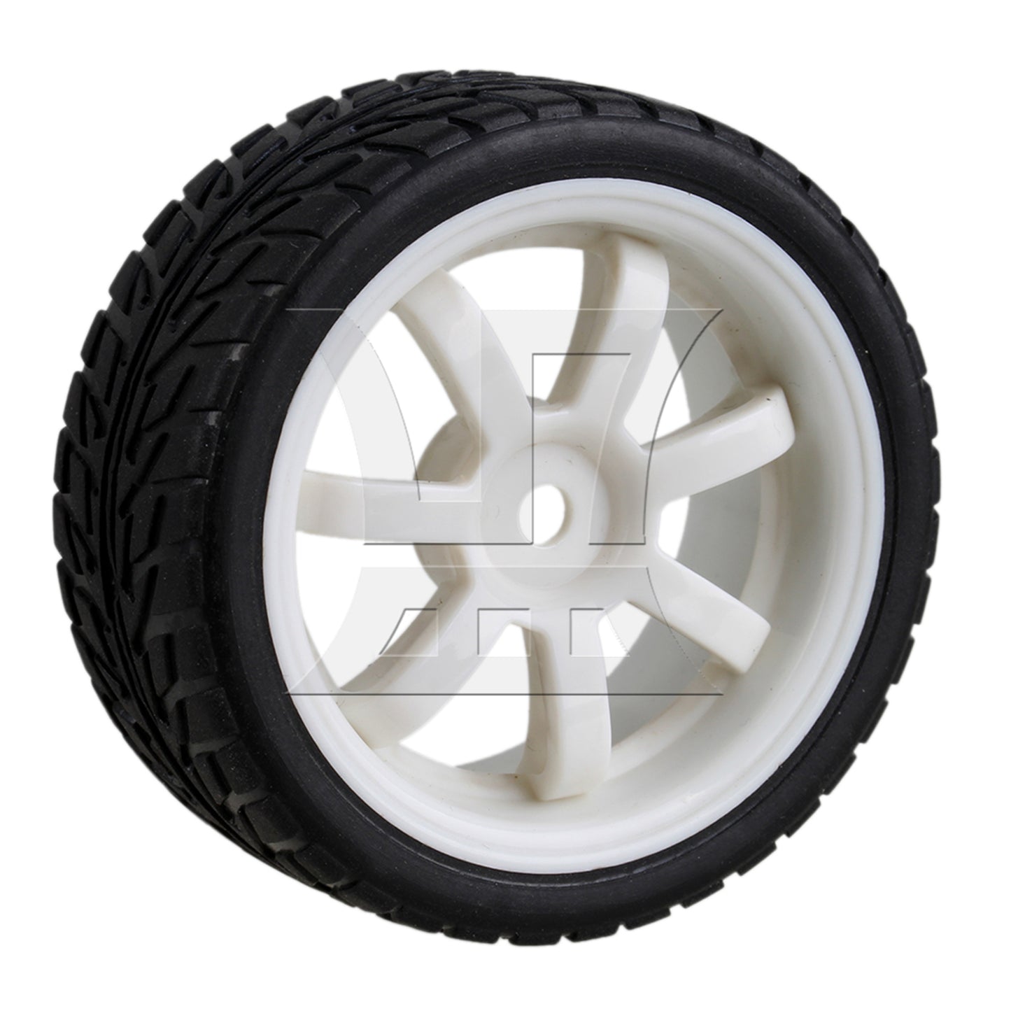 BQLZR RC1:10 On-road Car Black Rubber Tyre & White Plastic 7-Spoke Wheel Rim Pack of 4