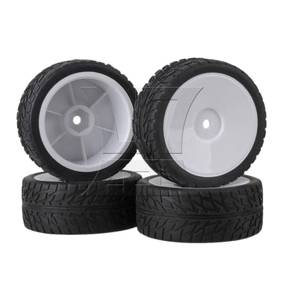 BQLZR RC1:10 On-road Fish Pattern Rubber Tires & Smooth Flat White Wheel Rims