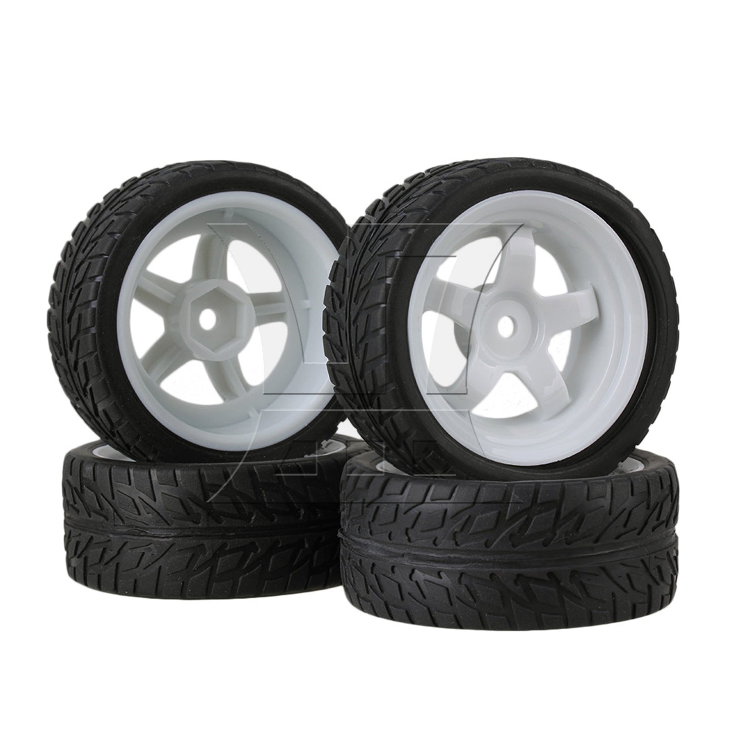 BQLZR 4pcs RC1:10 On-Road&Drift CarPlastic Wheel Rim with 5Spoke 52mm Dia White