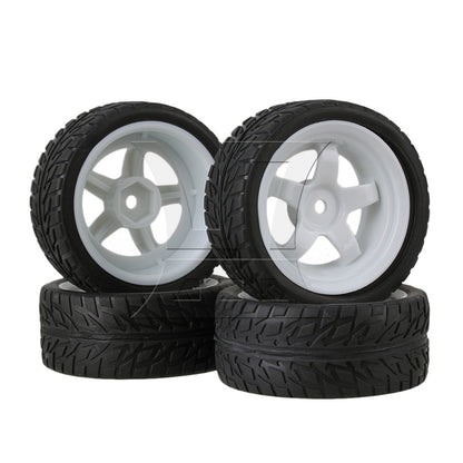 BQLZR 4pcs RC1:10 On-Road&Drift CarPlastic Wheel Rim with 5Spoke 52mm Dia White