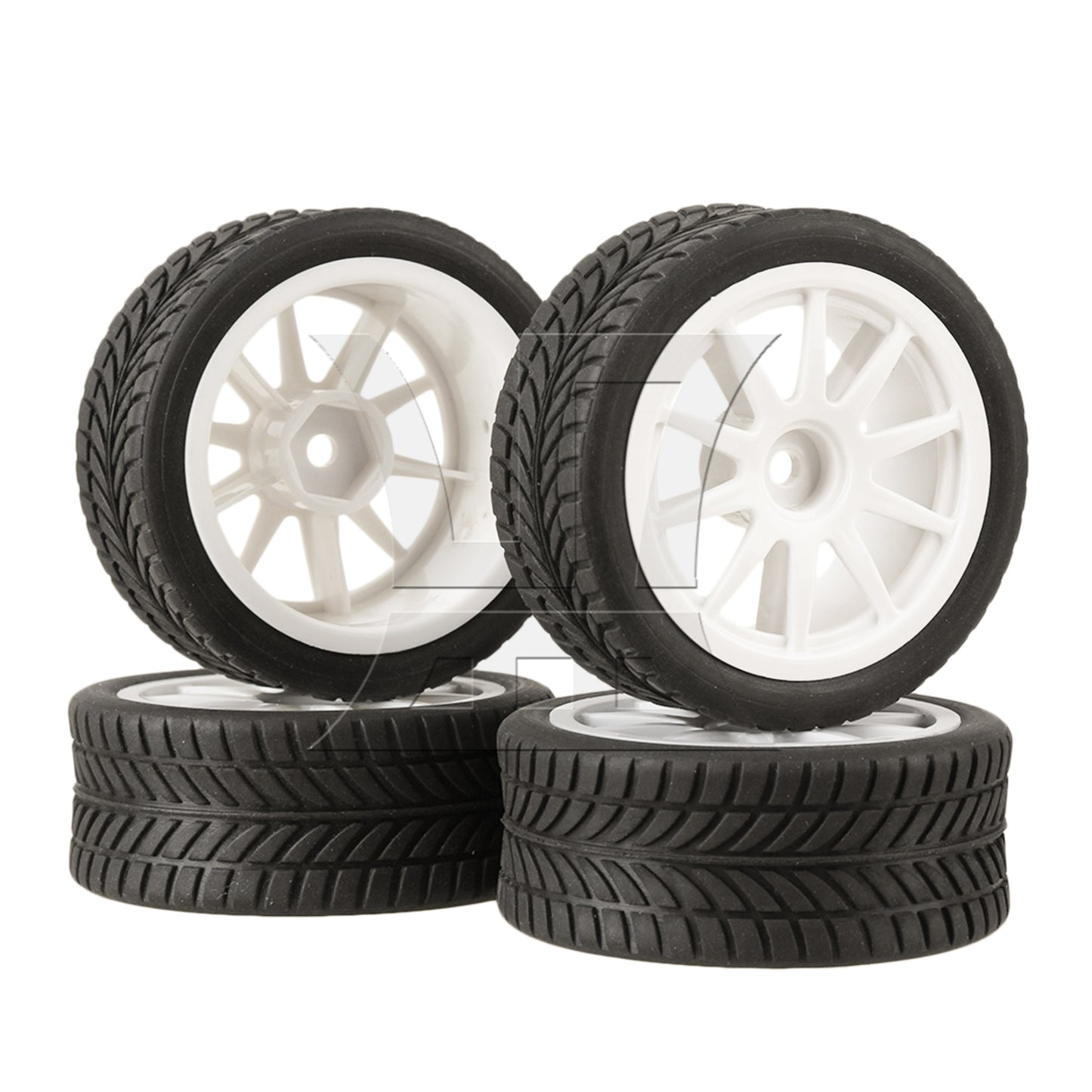 BQLZR White Plastic 10-Spoke Wheel Rims for RC1:10 On-Road Car & Drift Car Set of 4