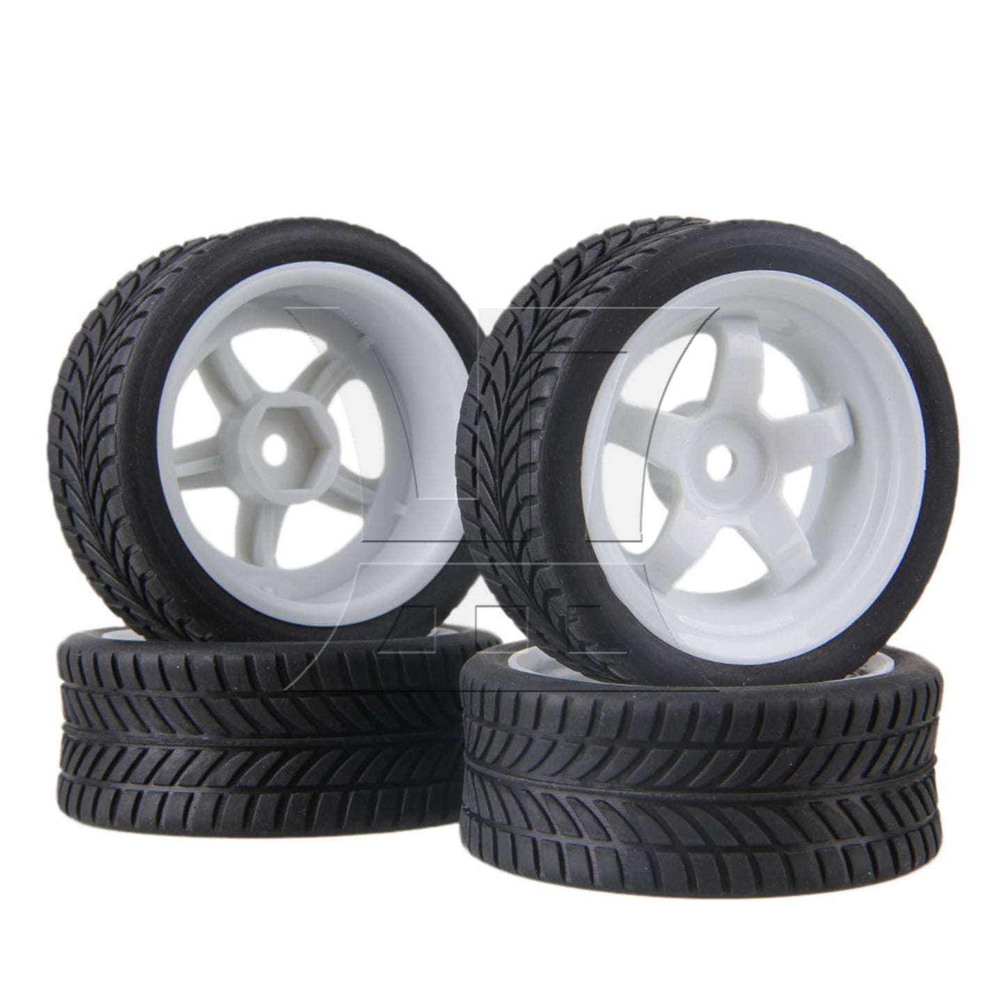 BQLZR 4pcs RC1:10 On-Road&Drift CarPlastic Wheel Rim with 5Spoke 52mm Dia White